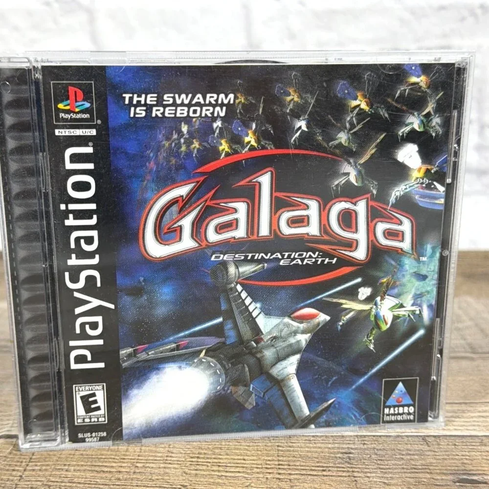 Black Label Galaga Destination Earth Video Game PlayStation 1 w/ Manual Tested